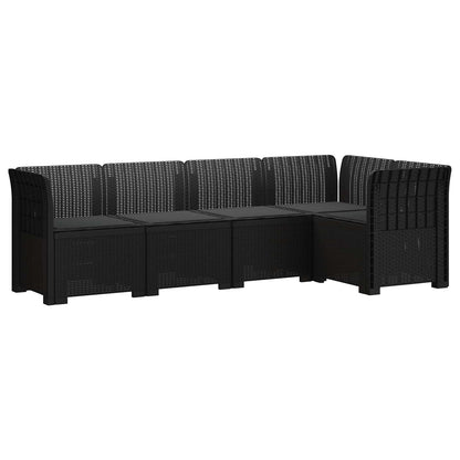 vidaXL 5-Seater Garden Sofa with Cushions Rattan Look PP Anthracite