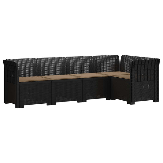 vidaXL 5-Seater Garden Sofa with Cushions Rattan Look PP Anthracite