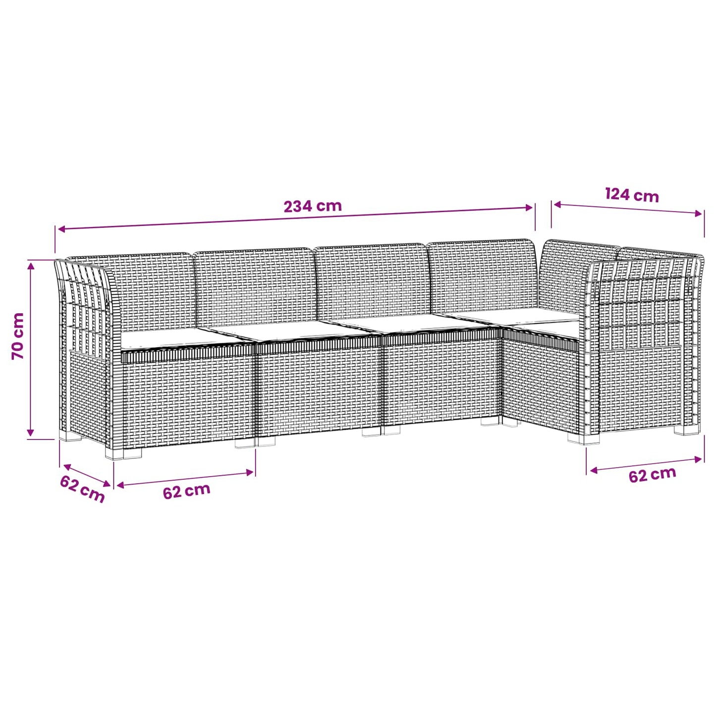 vidaXL 5-Seater Garden Sofa with Cushions Rattan Look PP Anthracite