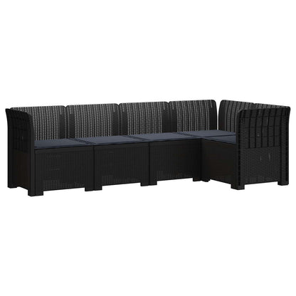 vidaXL 5-Seater Garden Sofa with Cushions Rattan Look PP Anthracite