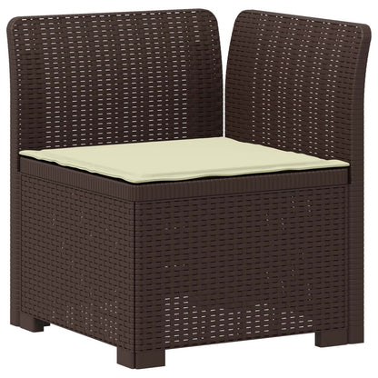 vidaXL 5-Seater Garden Sofa with Cushions Rattan Look PP Brown