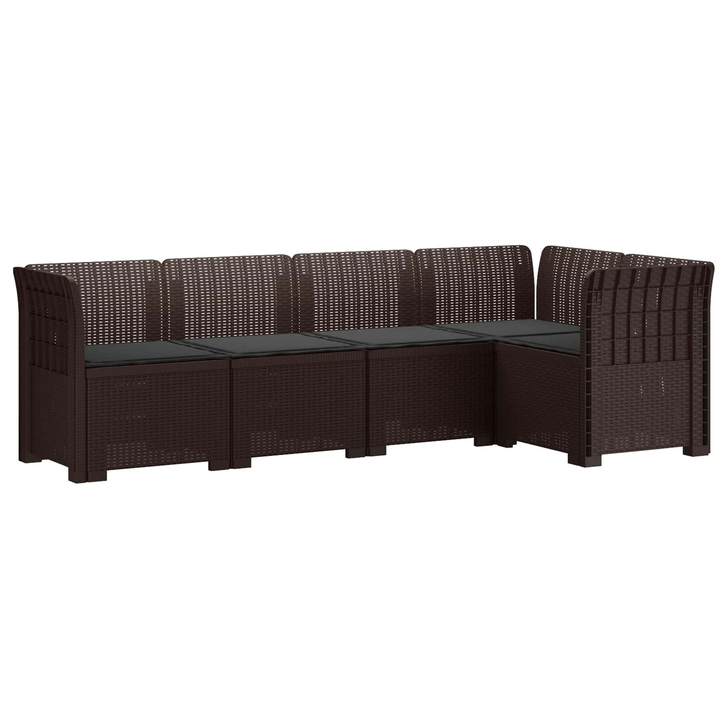 vidaXL 5-Seater Garden Sofa with Cushions Rattan Look PP Brown