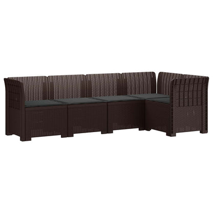 vidaXL 5-Seater Garden Sofa with Cushions Rattan Look PP Brown