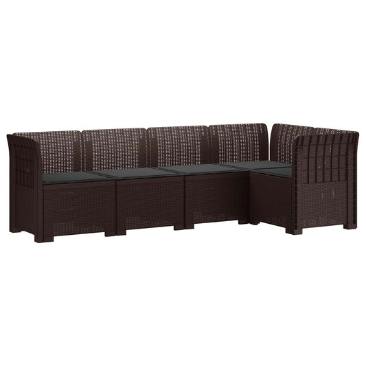 vidaXL 5-Seater Garden Sofa with Cushions Rattan Look PP Brown