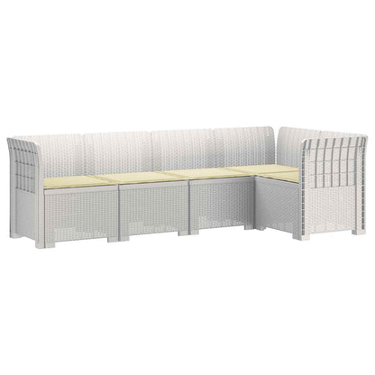 vidaXL 5-Seater Garden Sofa with Cushions Rattan Look PP White