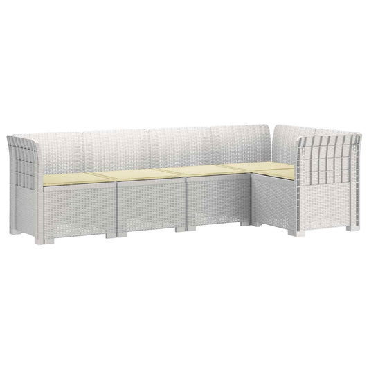 vidaXL 5-Seater Garden Sofa with Cushions Rattan Look PP White