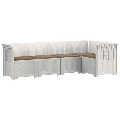 vidaXL 5-Seater Garden Sofa with Cushions Rattan Look PP White