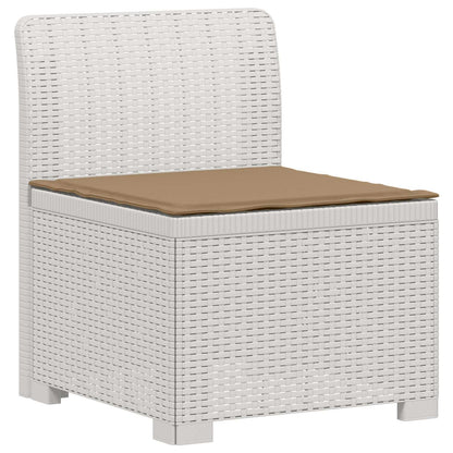 vidaXL 5-Seater Garden Sofa with Cushions Rattan Look PP White