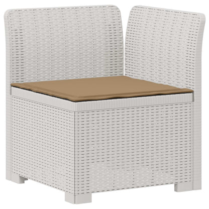 vidaXL 5-Seater Garden Sofa with Cushions Rattan Look PP White