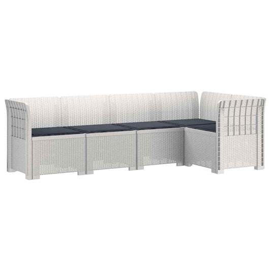vidaXL 5-Seater Garden Sofa with Cushions Rattan Look PP White