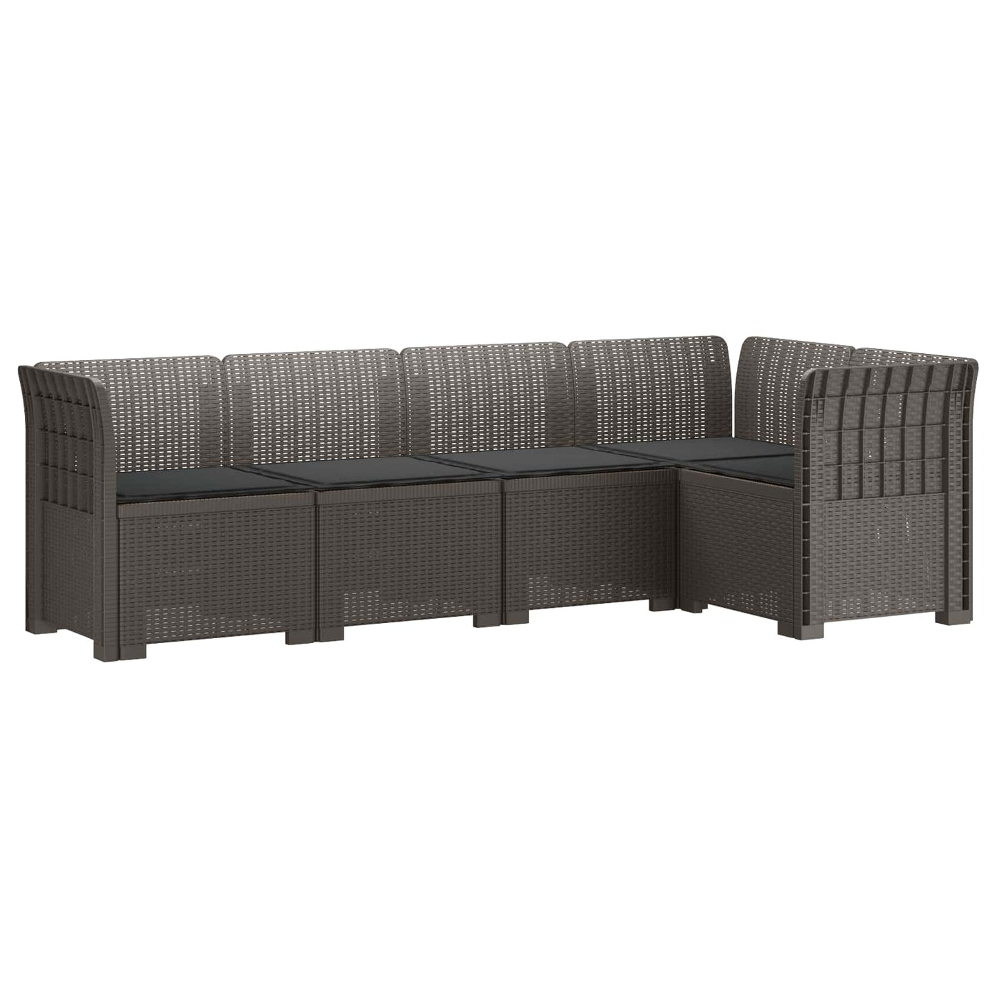 vidaXL 5-Seater Garden Sofa with Cushions Rattan Look PP Light Grey