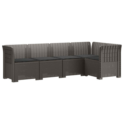 vidaXL 5-Seater Garden Sofa with Cushions Rattan Look PP Light Grey