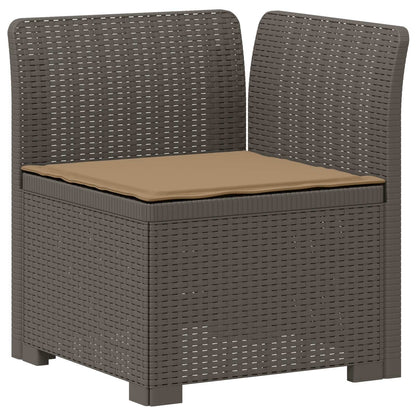 vidaXL 5-Seater Garden Sofa with Cushions Rattan Look PP Light Grey