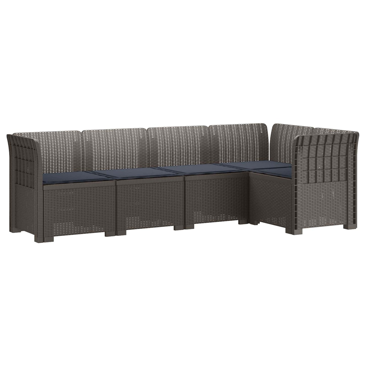 vidaXL 5-Seater Garden Sofa with Cushions Rattan Look PP Light Grey