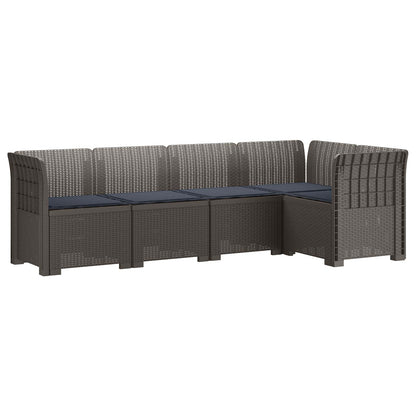 vidaXL 5-Seater Garden Sofa with Cushions Rattan Look PP Light Grey
