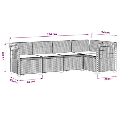 vidaXL 5-Seater Garden Sofa with Cushions Rattan Look PP Light Grey