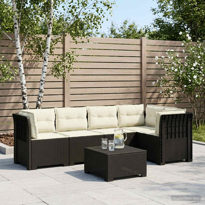 vidaXL 5-Seater Garden Sofa with Cushions Rattan Look PP Anthracite