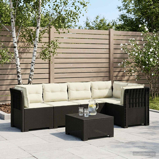 vidaXL 5-Seater Garden Sofa with Cushions Rattan Look PP Anthracite