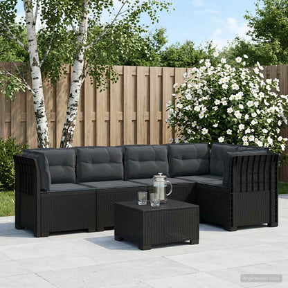 vidaXL 5-Seater Garden Sofa with Cushions Rattan Look PP Anthracite