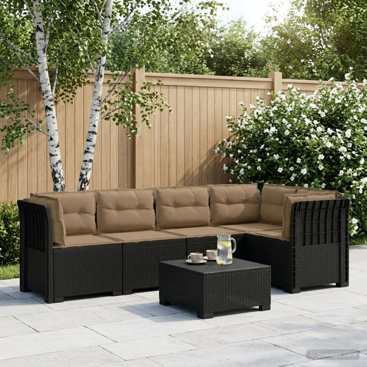 vidaXL 5-Seater Garden Sofa with Cushions Rattan Look PP Anthracite