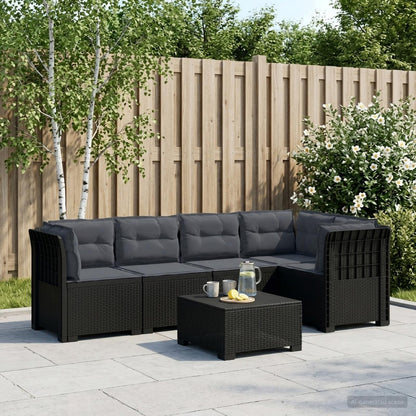 vidaXL 5-Seater Garden Sofa with Cushions Rattan Look PP Anthracite