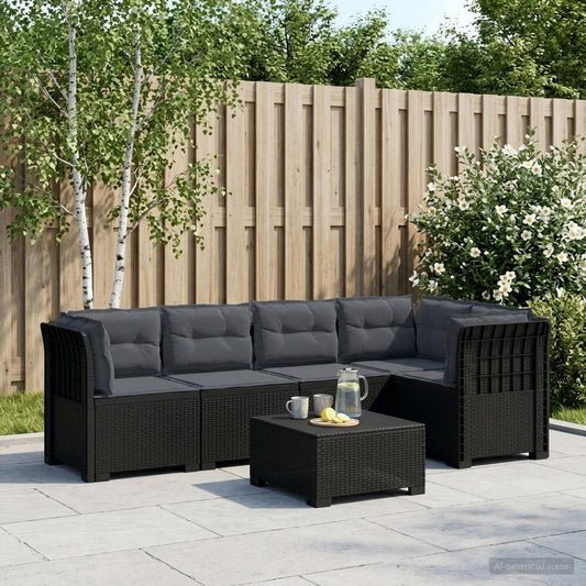 vidaXL 5-Seater Garden Sofa with Cushions Rattan Look PP Anthracite