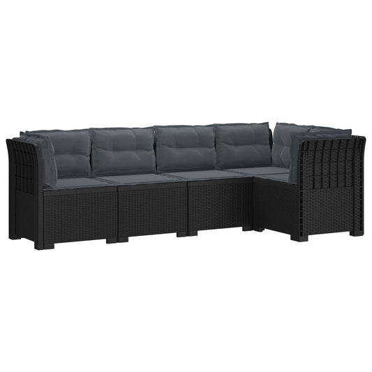 vidaXL 5-Seater Garden Sofa with Cushions Rattan Look PP Anthracite