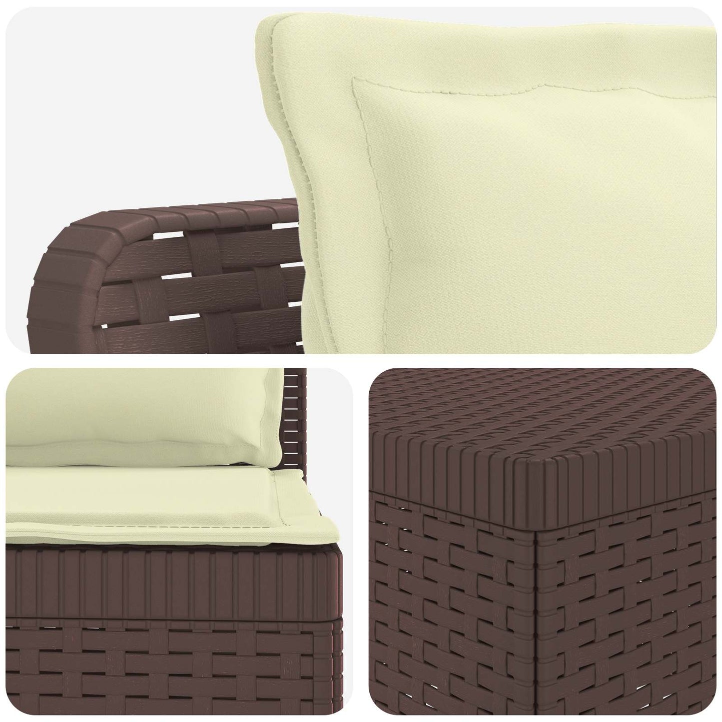 vidaXL 5-Seater Garden Sofa with Cushions Rattan Look PP Brown