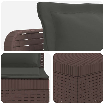 vidaXL 5-Seater Garden Sofa with Cushions Rattan Look PP Brown