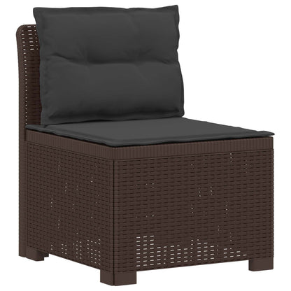 vidaXL 5-Seater Garden Sofa with Cushions Rattan Look PP Brown