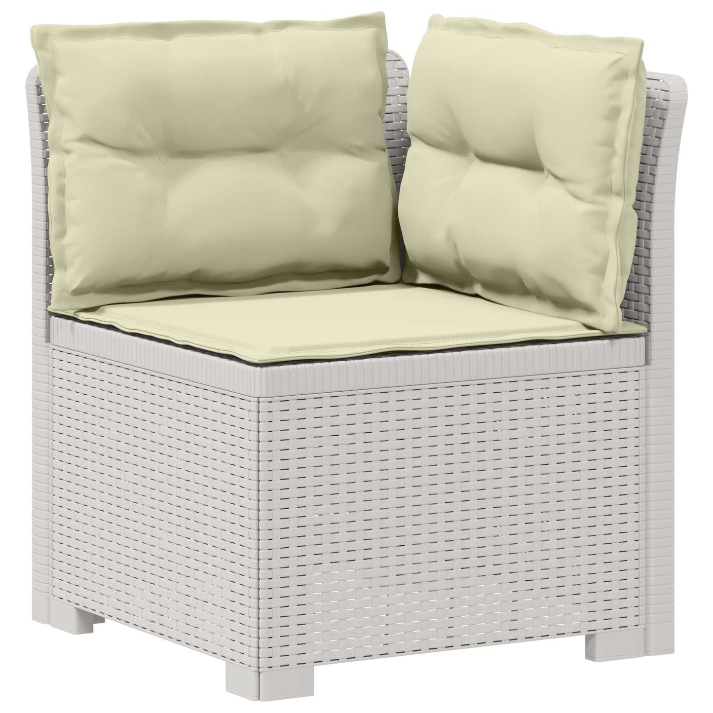 vidaXL 5-Seater Garden Sofa with Cushions Rattan Look PP White