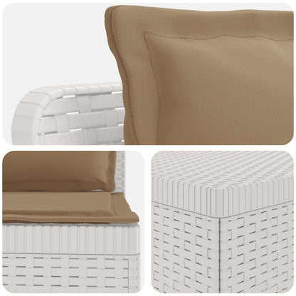 vidaXL 5-Seater Garden Sofa with Cushions Rattan Look PP White