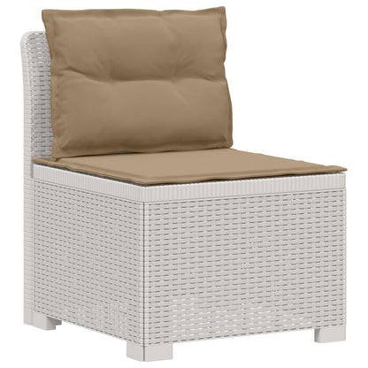 vidaXL 5-Seater Garden Sofa with Cushions Rattan Look PP White
