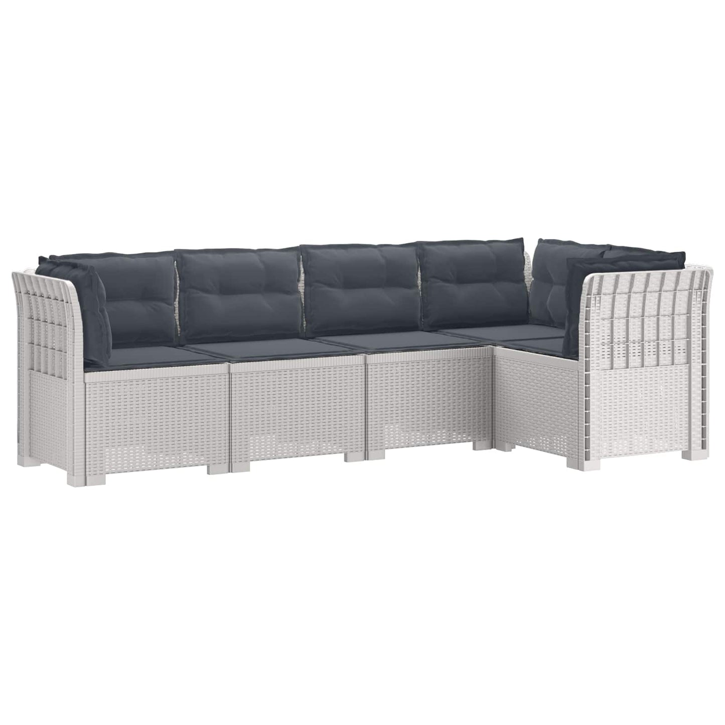 vidaXL 5-Seater Garden Sofa with Cushions Rattan Look PP White
