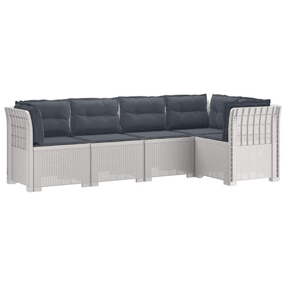 vidaXL 5-Seater Garden Sofa with Cushions Rattan Look PP White