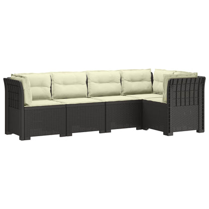vidaXL 5-Seater Garden Sofa with Cushions Rattan Look PP Light Grey