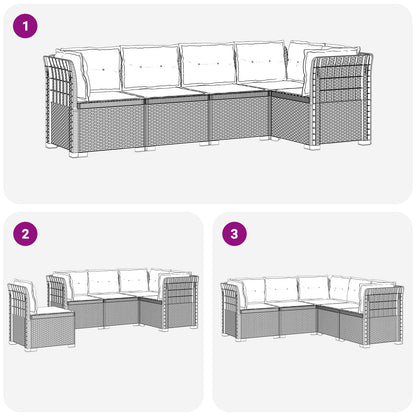 vidaXL 5-Seater Garden Sofa with Cushions Rattan Look PP Light Grey
