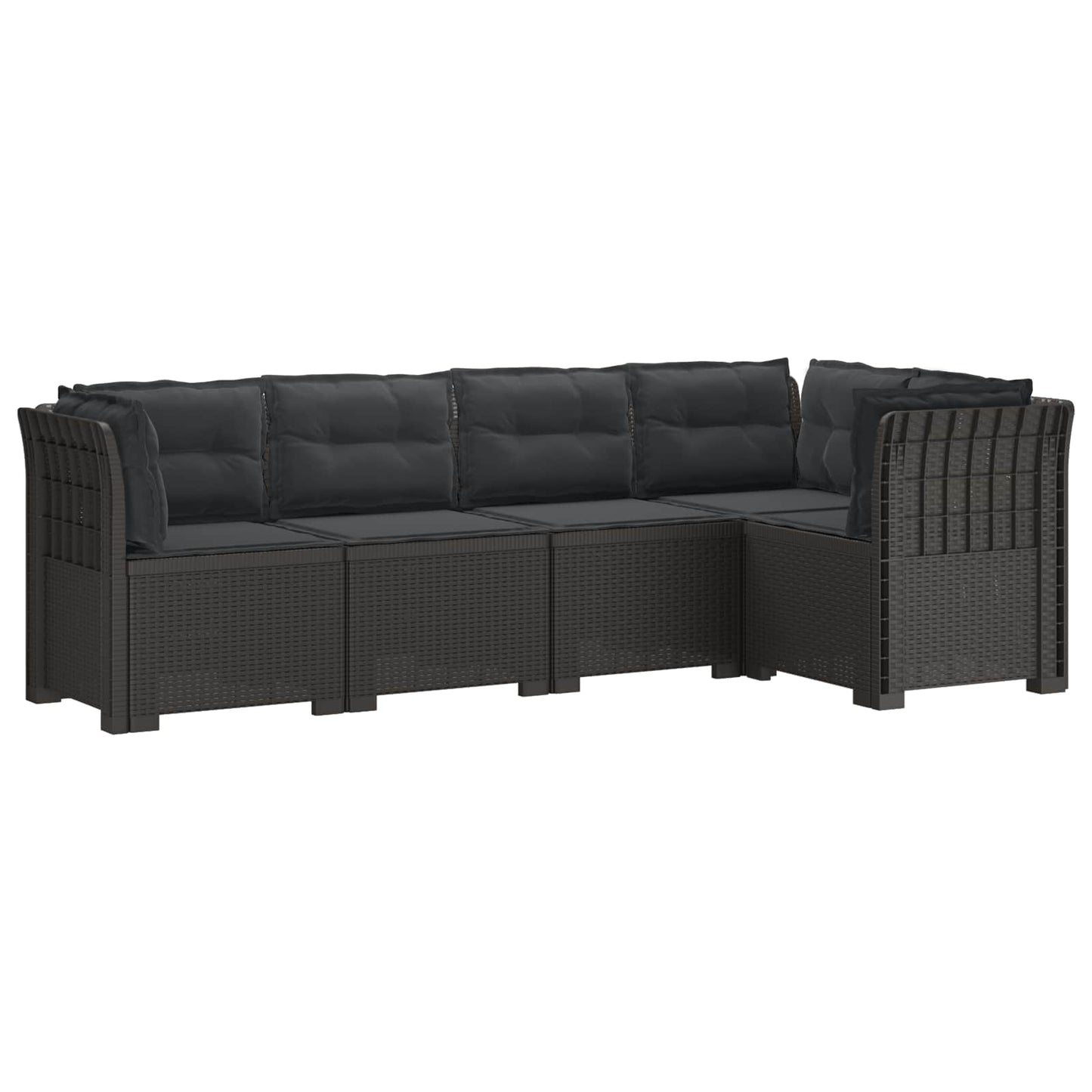 vidaXL 5-Seater Garden Sofa with Cushions Rattan Look PP Light Grey