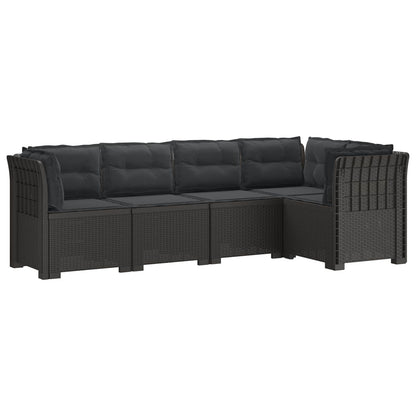 vidaXL 5-Seater Garden Sofa with Cushions Rattan Look PP Light Grey
