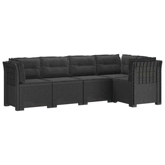 vidaXL 5-Seater Garden Sofa with Cushions Rattan Look PP Light Grey