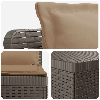 vidaXL 5-Seater Garden Sofa with Cushions Rattan Look PP Light Grey