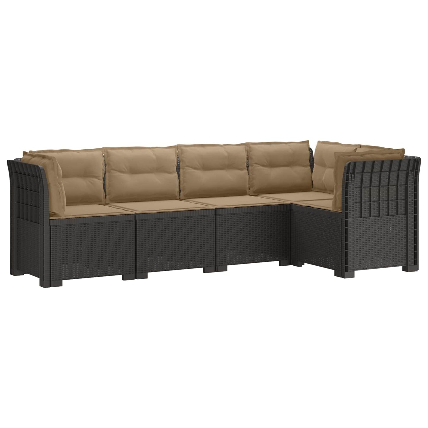 vidaXL 5-Seater Garden Sofa with Cushions Rattan Look PP Light Grey