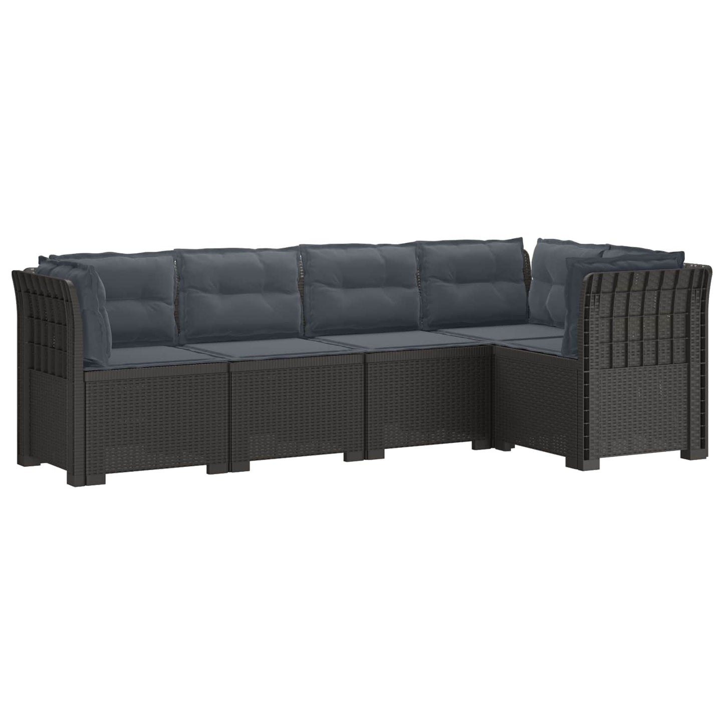 vidaXL 5-Seater Garden Sofa with Cushions Rattan Look PP Light Grey