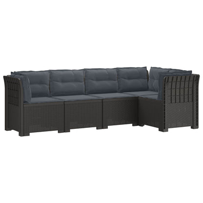 vidaXL 5-Seater Garden Sofa with Cushions Rattan Look PP Light Grey
