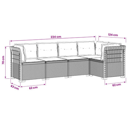 vidaXL 5-Seater Garden Sofa with Cushions Rattan Look PP Light Grey