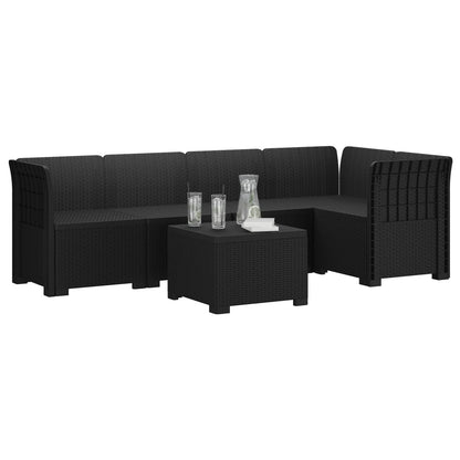 vidaXL 5-Seater Garden Sofa Rattan Look PP Anthracite