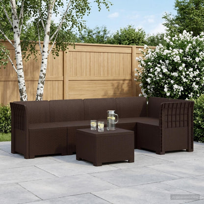 vidaXL 5-Seater Garden Sofa Rattan Look PP Brown