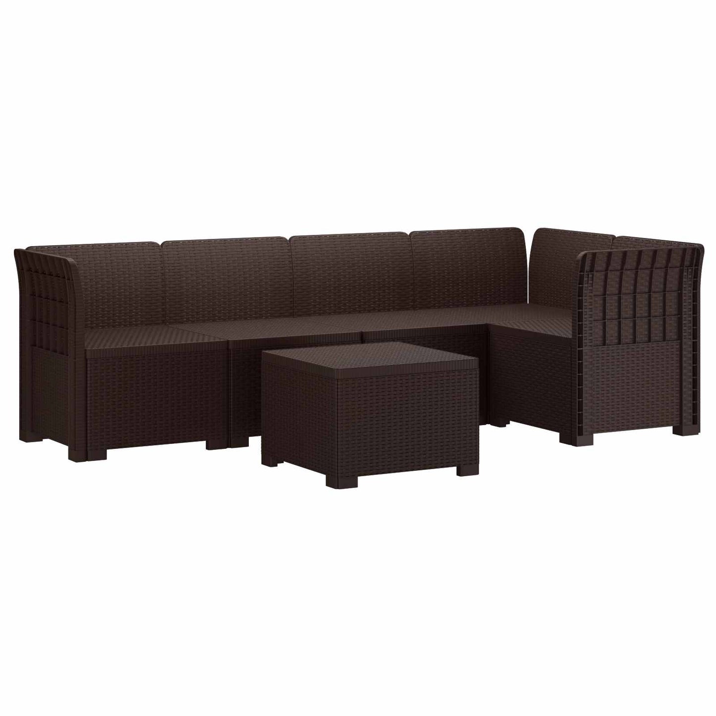 vidaXL 5-Seater Garden Sofa Rattan Look PP Brown