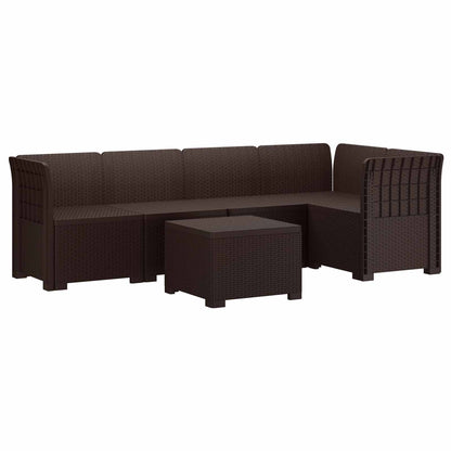 vidaXL 5-Seater Garden Sofa Rattan Look PP Brown