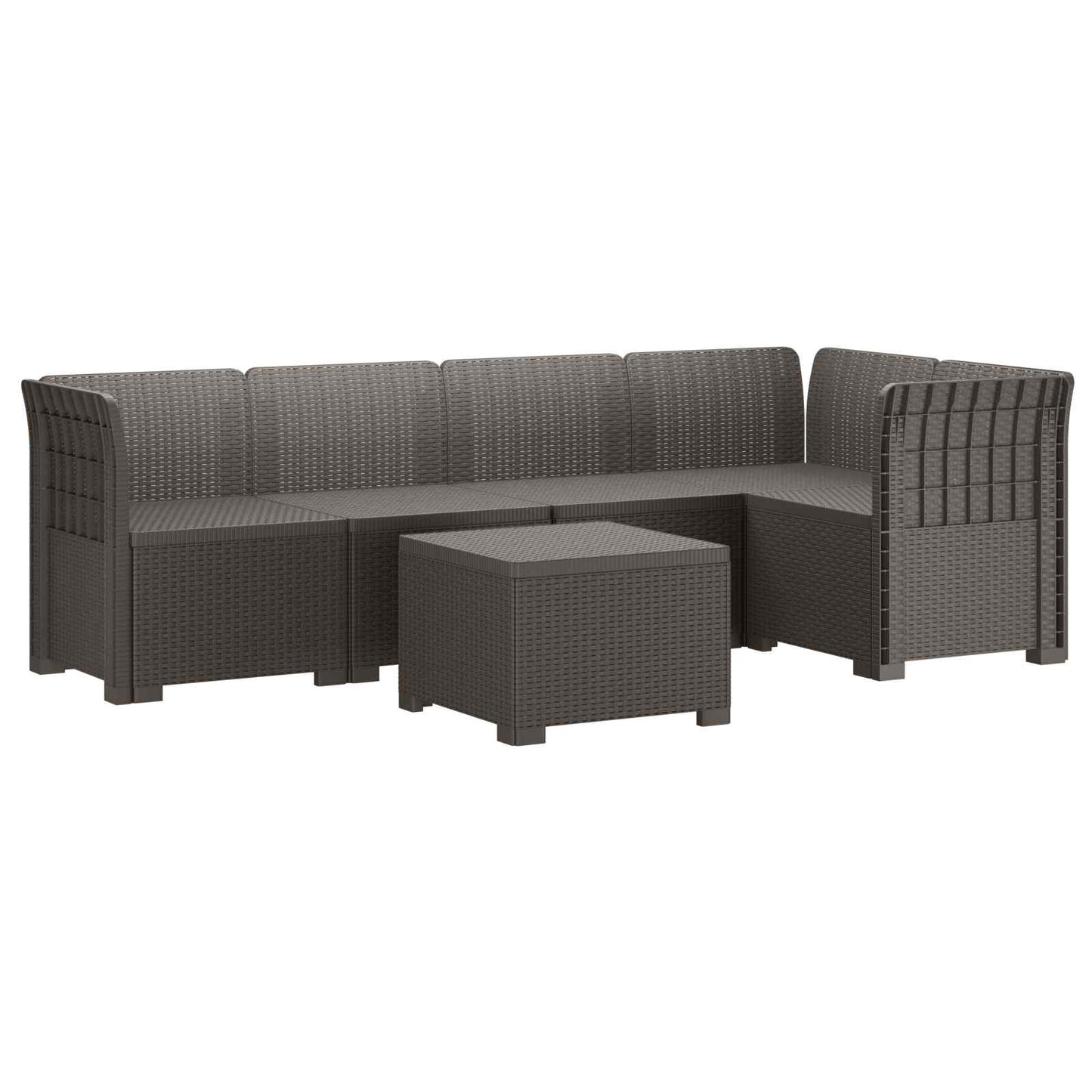 vidaXL 5-Seater Garden Sofa Rattan Look PP Light Grey